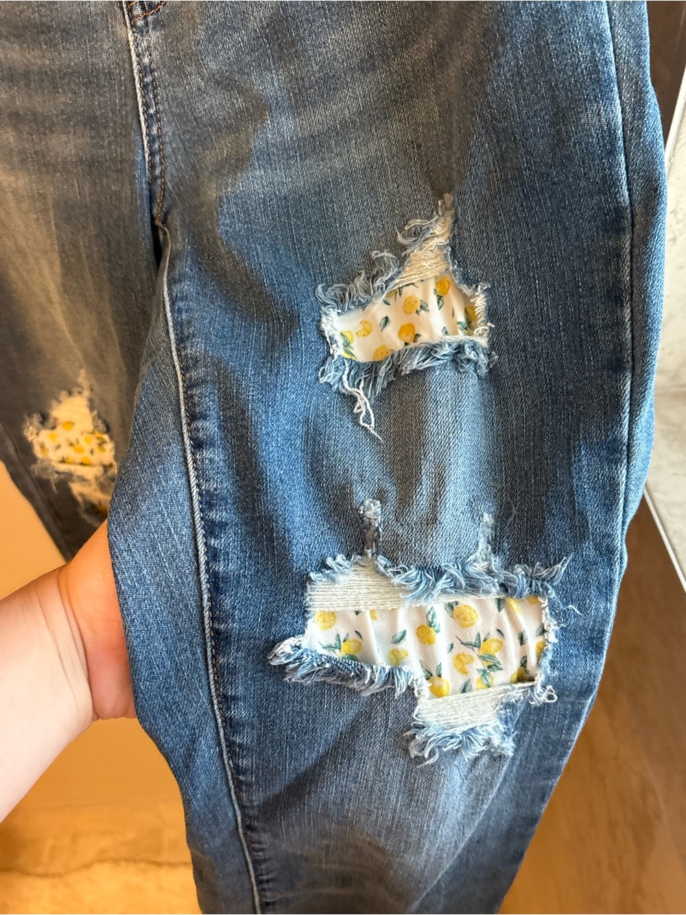 Judy Blue Distressed Skinny Jeans with Lemon Patch Accents